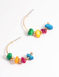 Gold Organic Bead Small Hoop Earrings - link has visual effect only