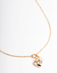 Gold Diamante Heart & Pearl Necklace - link has visual effect only