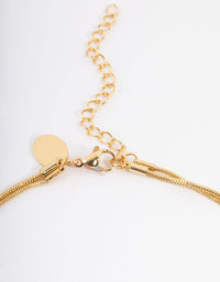 Gold Plated Stainless Steel Thin Herringbone Two Layered Necklace - link has visual effect only