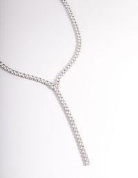 Rhodium Cubic Zirconia Thick Cupchain Y-Necklace - link has visual effect only