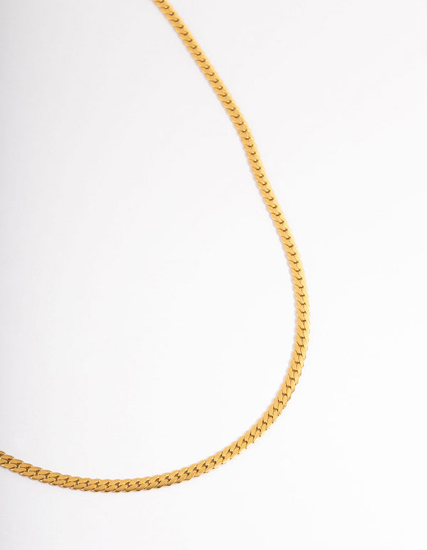 Gold Plated Stainless Steel Herringbone Necklace 3mm
