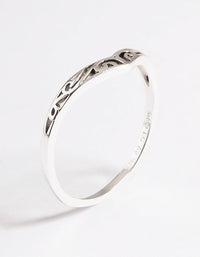 Sterling Silver Swirl Detail Point Ring - link has visual effect only