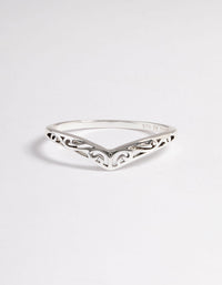 Sterling Silver Swirl Detail Point Ring - link has visual effect only