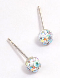 Sterling Silver 4mm Pave Ball Stud Earrings - link has visual effect only