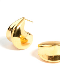 Gold Plated Stainless Steel Thick Scoop Earrings - link has visual effect only