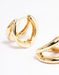 Gold Plated Double Layer Huggie Earrings - link has visual effect only