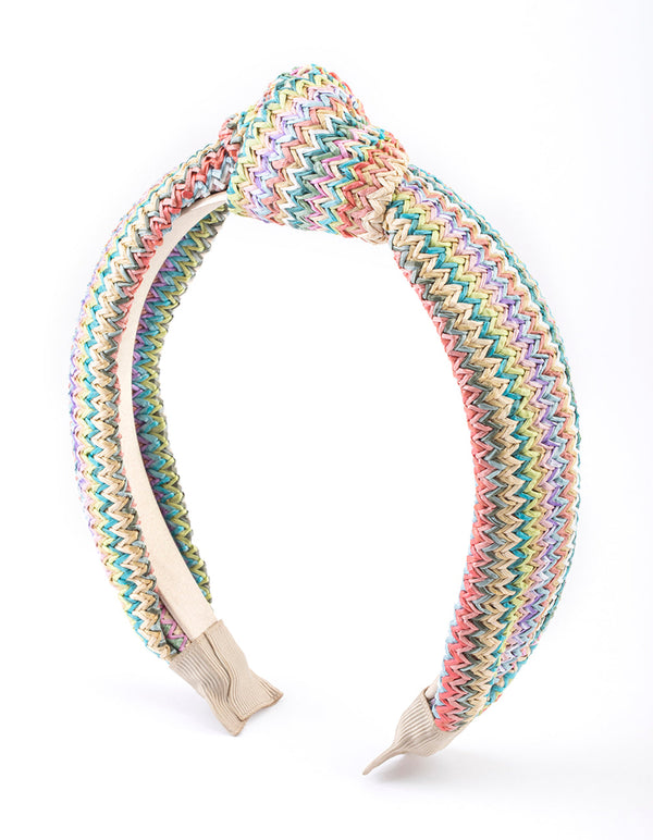 Multi-coloured Fabric Woven Knot Headband