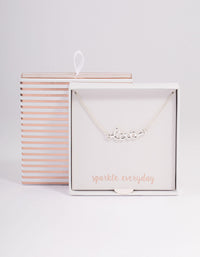 Silver Love Script Necklace - link has visual effect only