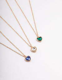 Gold Mixed Diamante Heart Necklace Pack - link has visual effect only