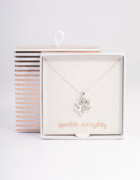 Silver Pave Diamante Paw Print Necklace - link has visual effect only