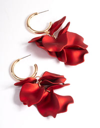 Red Coated Petal Huggie Earrings - link has visual effect only