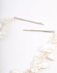 Silver Pearl Floral Hair Drape - link has visual effect only