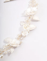 Silver Pearl Floral Hair Drape - link has visual effect only