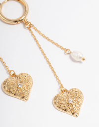 Gold Plated Freshwater Pearl Heart Huggie Earrings - link has visual effect only