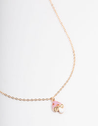 Gold Cute Enamel Mushroom Necklace - link has visual effect only