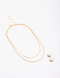 Gold Layered Snake Twist Necklace & Earrings Set - link has visual effect only