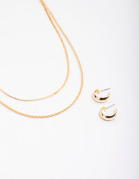 Gold Layered Snake Twist Necklace & Earrings Set - link has visual effect only