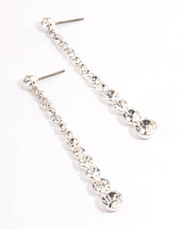Silver Diamante Graduated Straight Drop Earrings - link has visual effect only