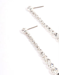 Silver Diamante Graduated Straight Drop Earrings - link has visual effect only