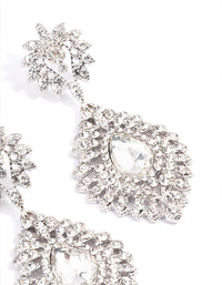 Rhodium Statement Diamante Drop Earrings - link has visual effect only