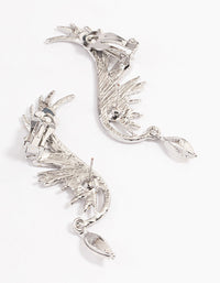 Rhodium Diamante Wing Drop Cuff Earrings - link has visual effect only