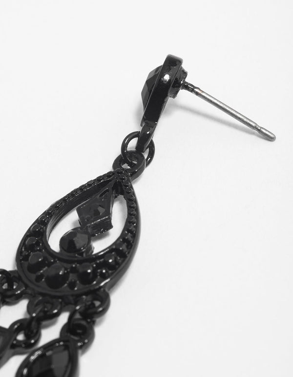 Coated Black Mini Glam Drop Earrings