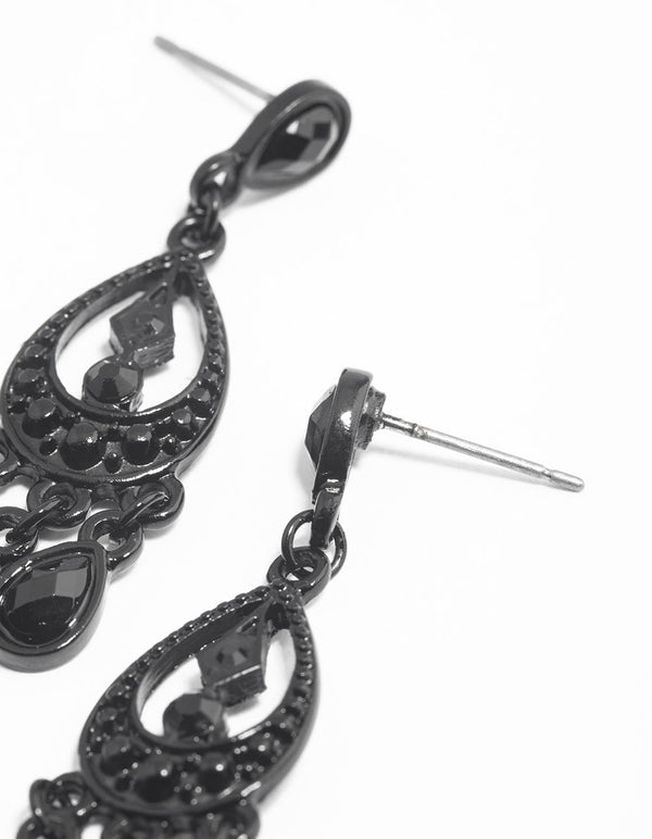 Coated Black Mini Glam Drop Earrings