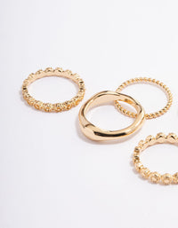 Gold Plated Molten Mixed Ring 5-Pack - link has visual effect only