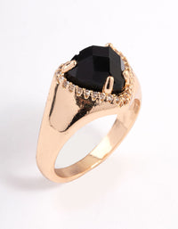 Gold Black Statement Heart Ring - link has visual effect only