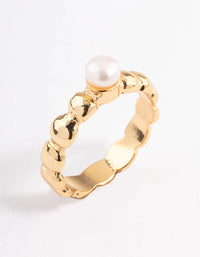 Gold Plated Rounded Pearl Ring - link has visual effect only