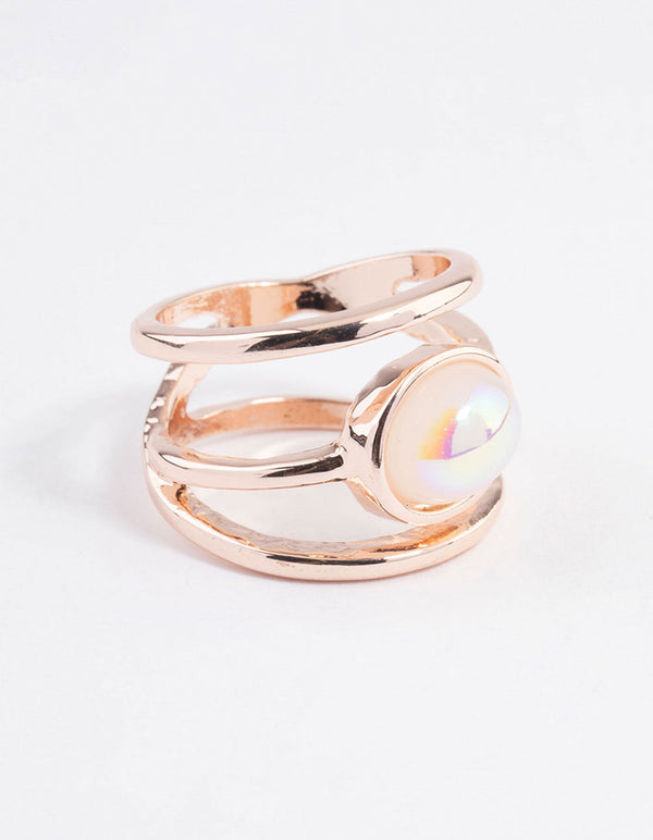 Rose Gold Iridescent Oval Ring