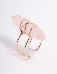 Rose Gold Semi Precious Pink Stone Ring - link has visual effect only