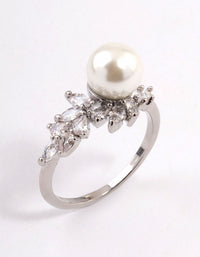Silver Leafy Pearl Ring - link has visual effect only