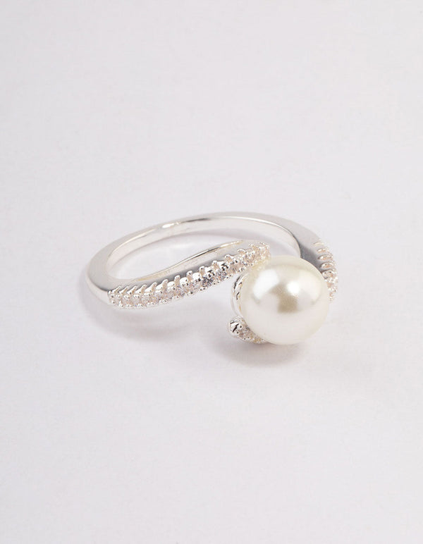 Silver Plated Wrapped Pearl Ring