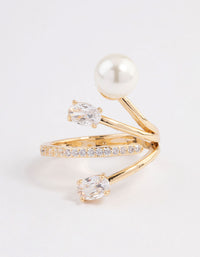 Gold Plated Flare Pearl Ring - link has visual effect only