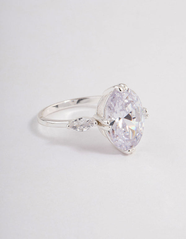 Silver Grand Oval Marquise Ring