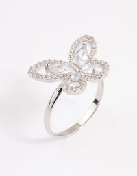 Rhodium Sparkling Butterfly Cocktail Ring - link has visual effect only