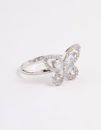 Rhodium Sparkling Butterfly Cocktail Ring - link has visual effect only