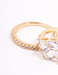 Gold Three Stone Ring Set - link has visual effect only