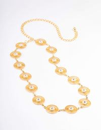Gold Circle Flower Diamante Detail Belt - link has visual effect only