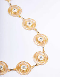 Gold Circle Flower Diamante Detail Belt - link has visual effect only
