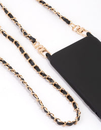 Black Faux Leather & Chain Crossbody Phone Strap - link has visual effect only