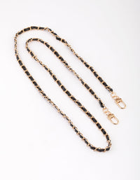 Black Faux Leather & Chain Crossbody Phone Strap - link has visual effect only