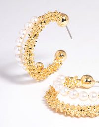 Gold Plated Double Layer Molten Freshwater Pearl Hoop Earrings - link has visual effect only