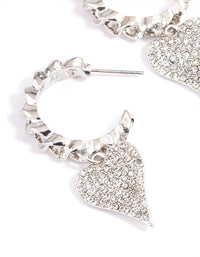 Rhodium Crystal Heart Hoop Earrings - link has visual effect only