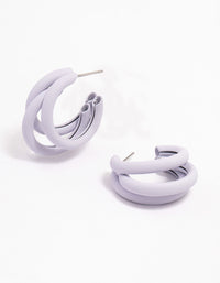 Lilac Coated Triangular Hoop Earrings - link has visual effect only