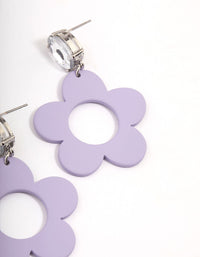 Rhodium Purple Coated Flower Earrings - link has visual effect only