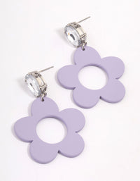 Rhodium Purple Coated Flower Earrings - link has visual effect only