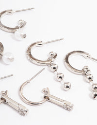 Rhodium Safety Pin Stacker Earrings - link has visual effect only