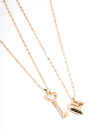 Gold Heart Key Multi Necklace - link has visual effect only